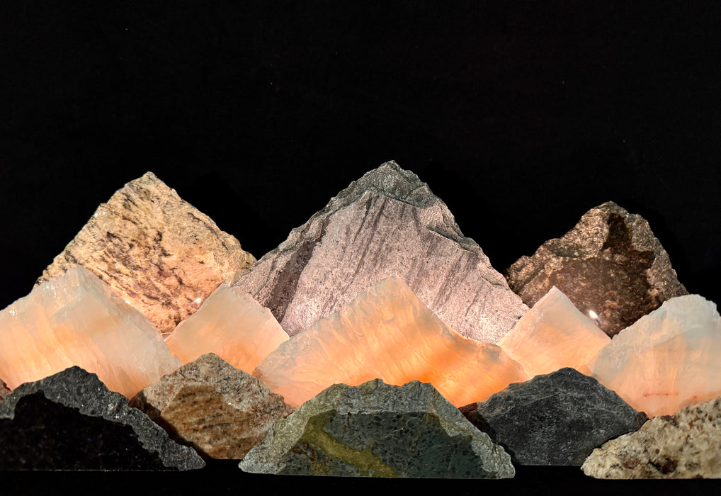 Illuminated onyx mountainscape