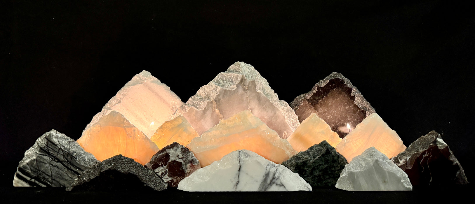 Illuminated onyx mountainscape