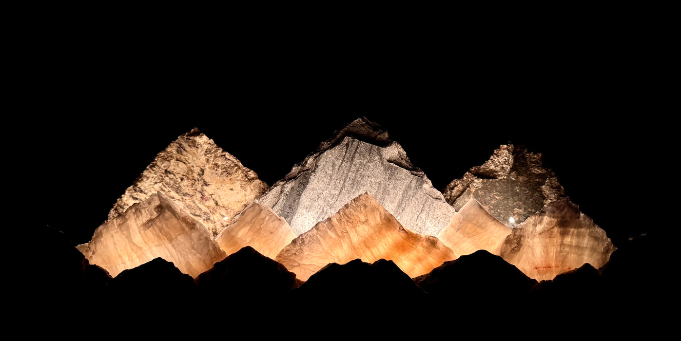 Illuminated onyx mountainscape