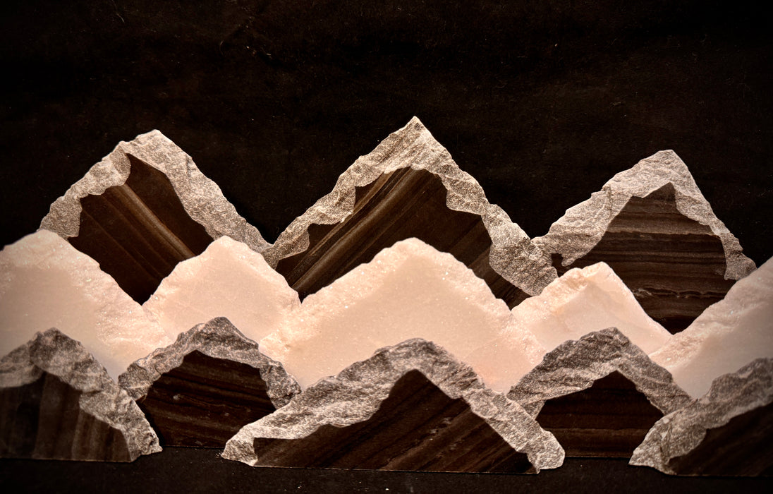 Illuminated marble mountainscape