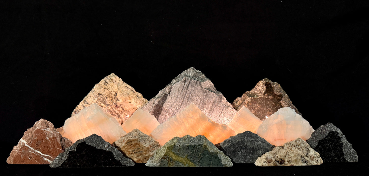Illuminated onyx mountainscape