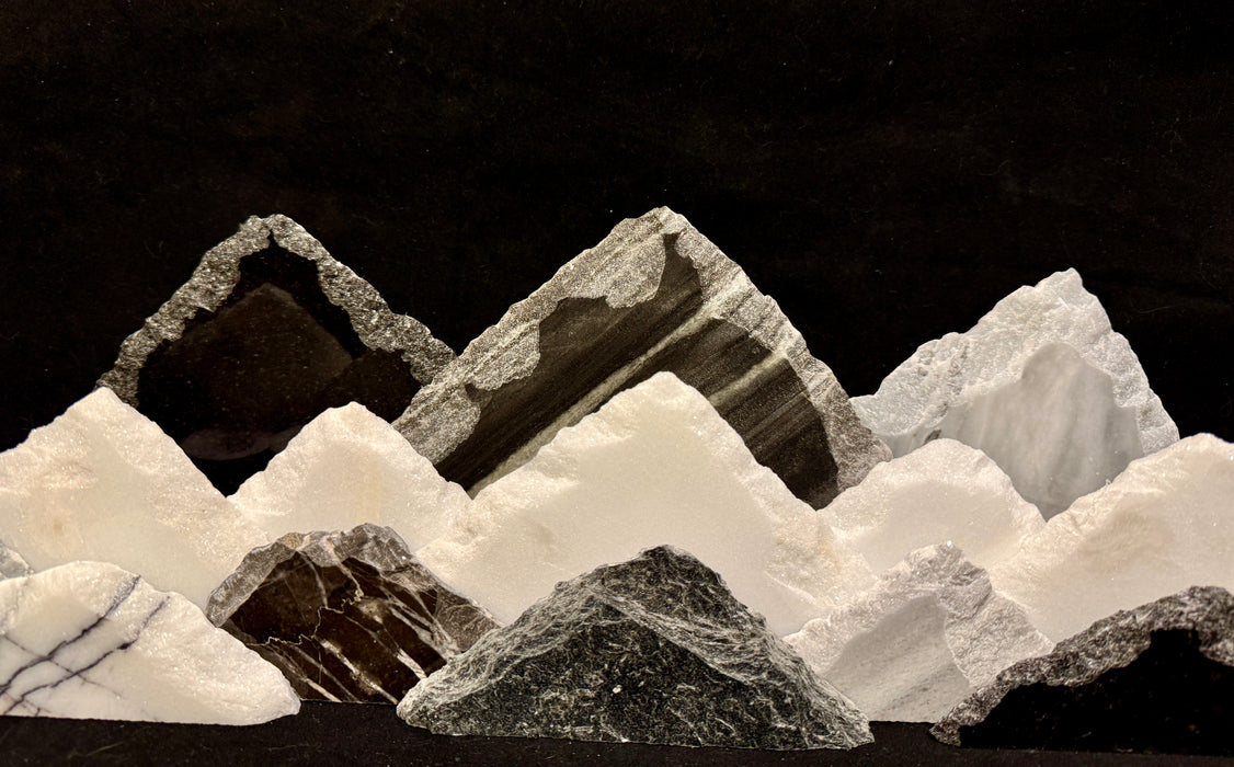 Illuminated marble mountainscape