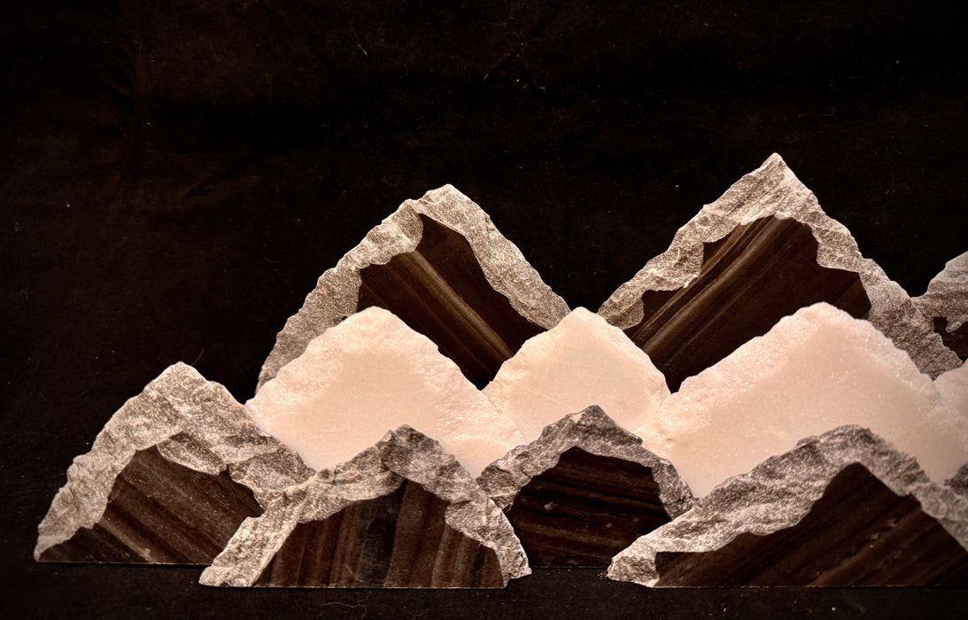 Illuminated marble mountainscape