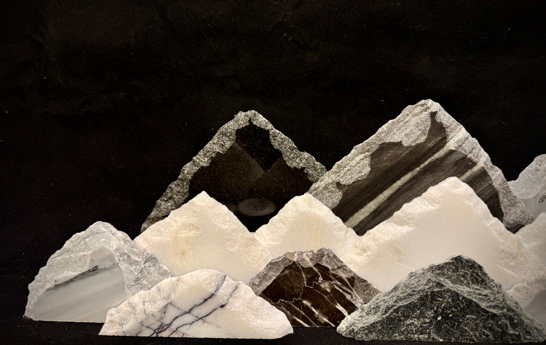 Illuminated marble mountainscape
