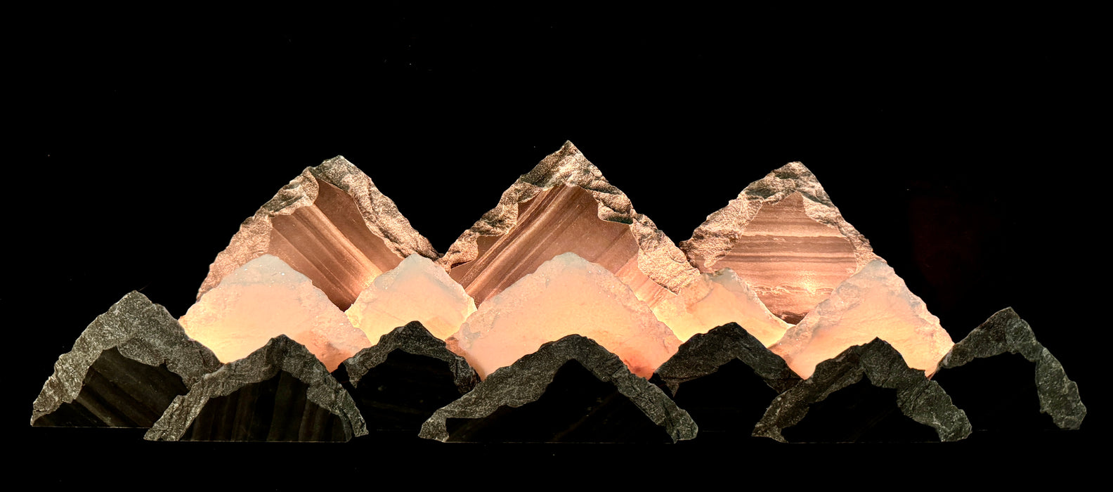 Illuminated marble mountainscape