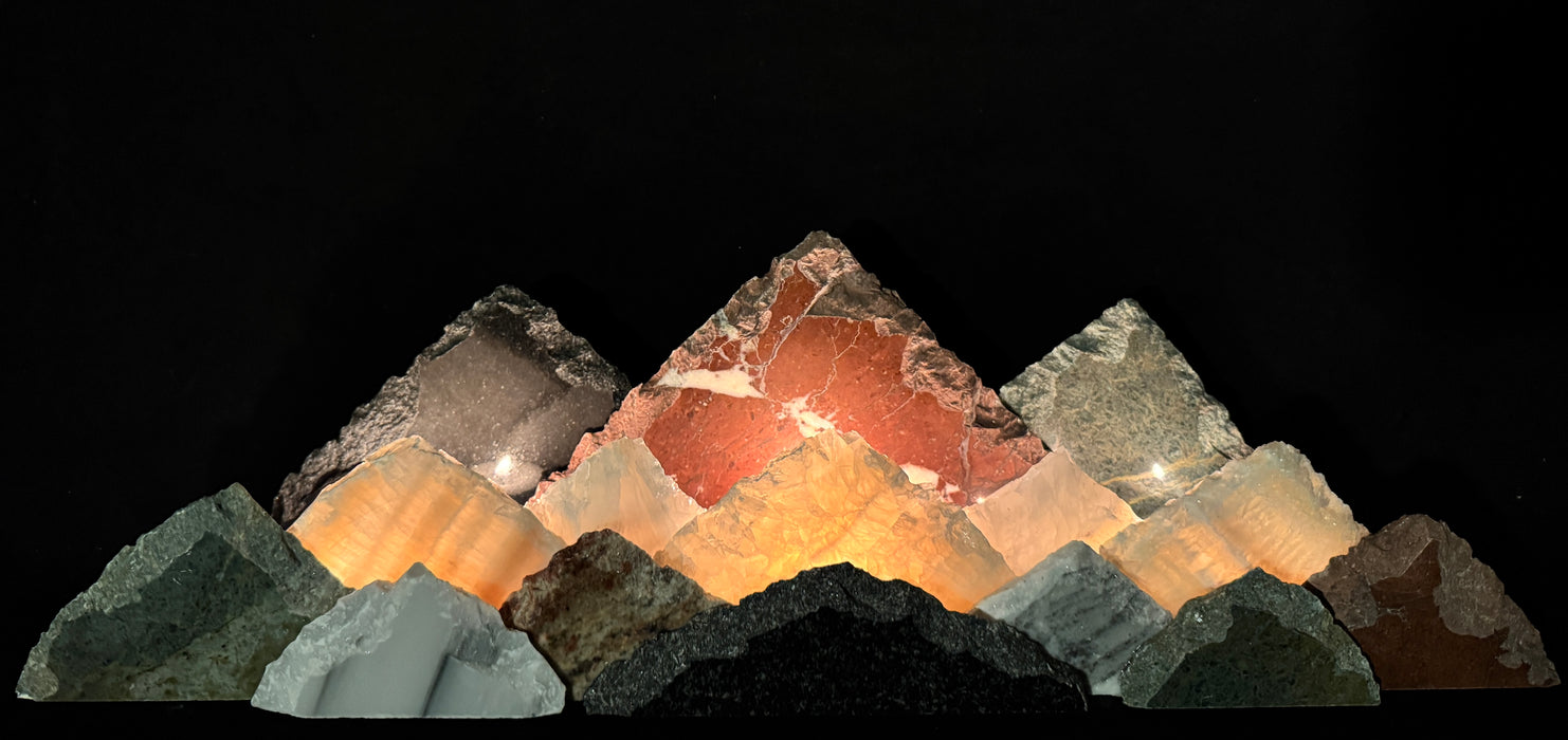 Illuminated onyx mountainscape