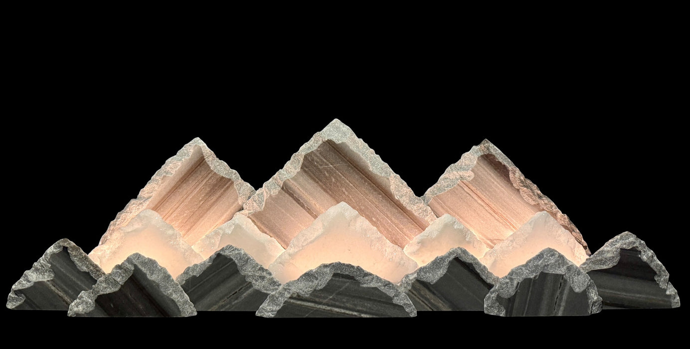 Illuminated marble mountainscape. X-Large