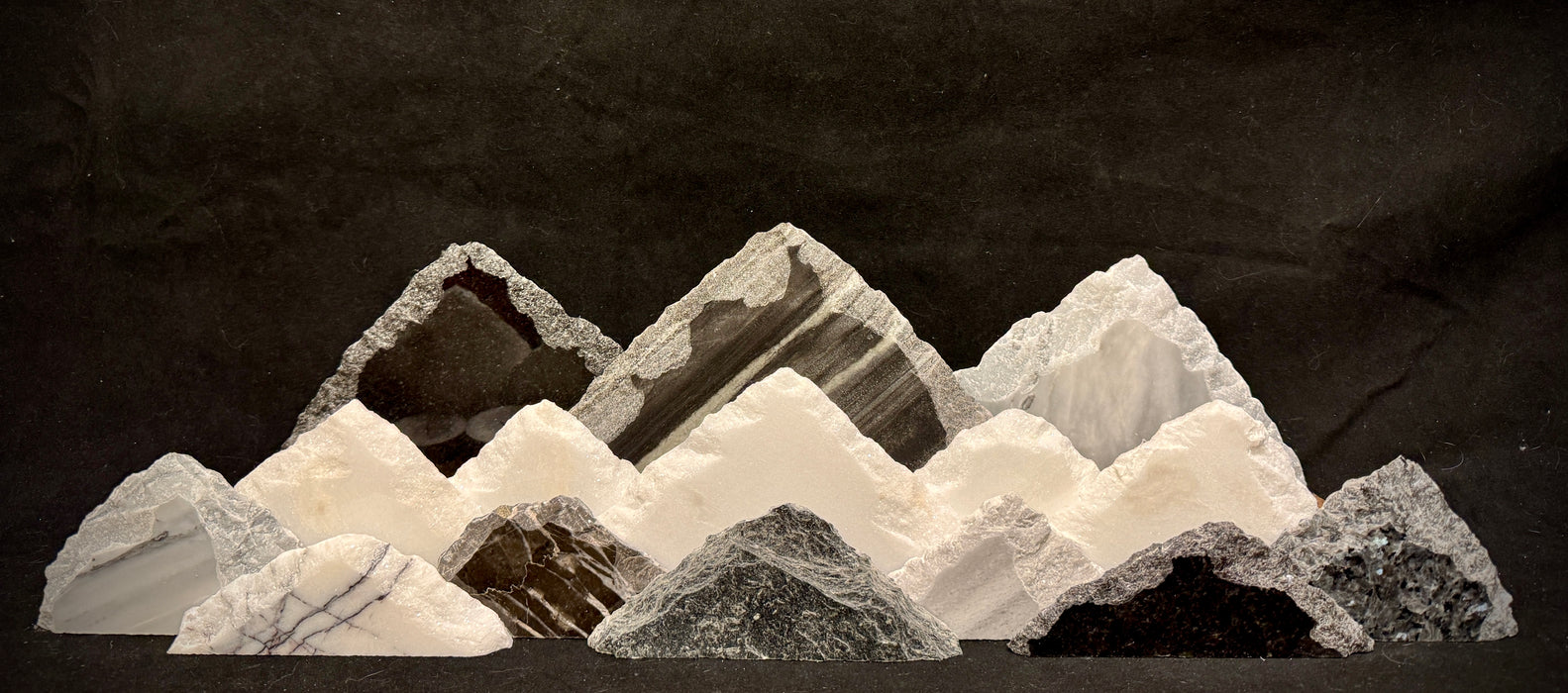 Illuminated marble mountainscape