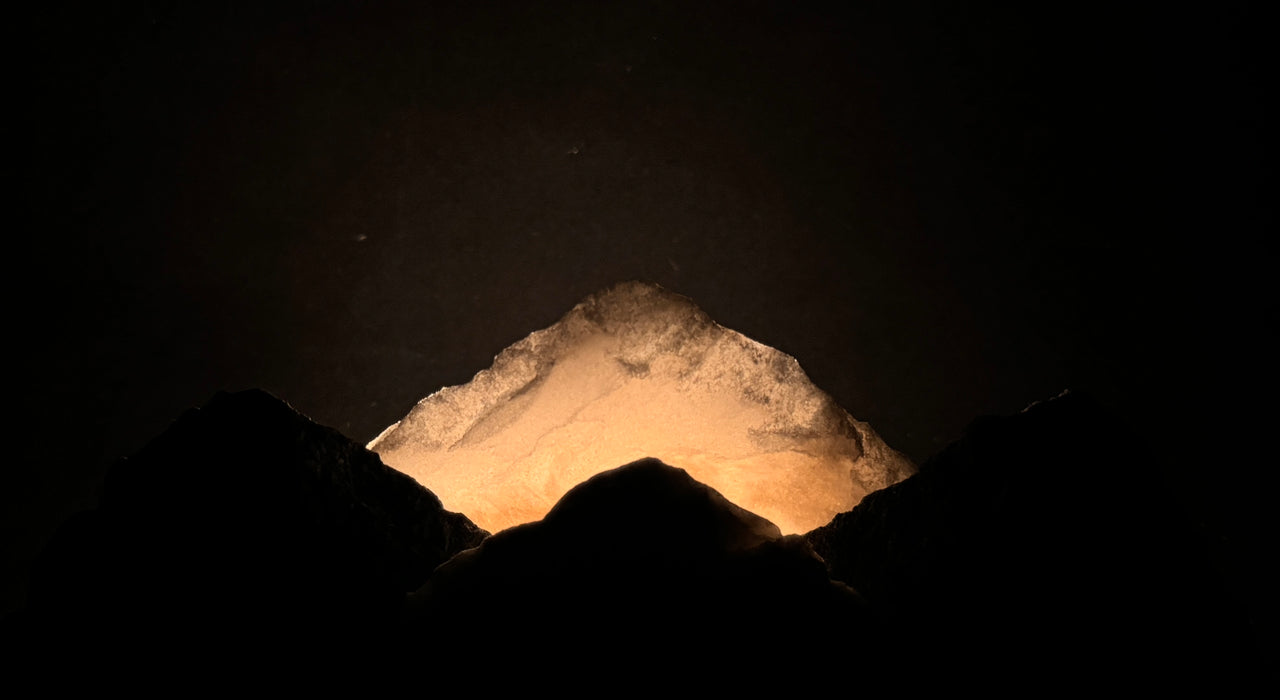 Illuminated miniature marble mountainscape