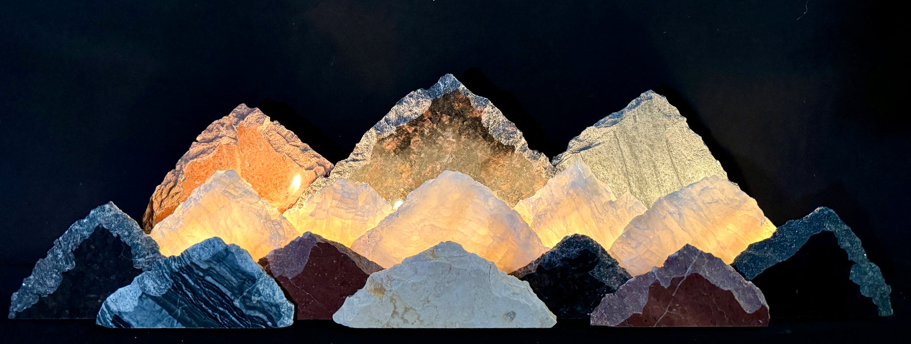 Illuminated onyx mountainscape