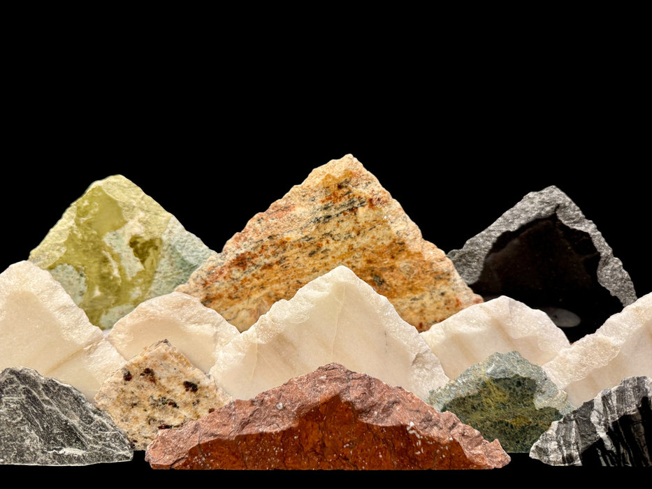 Illuminated marble mountainscape.