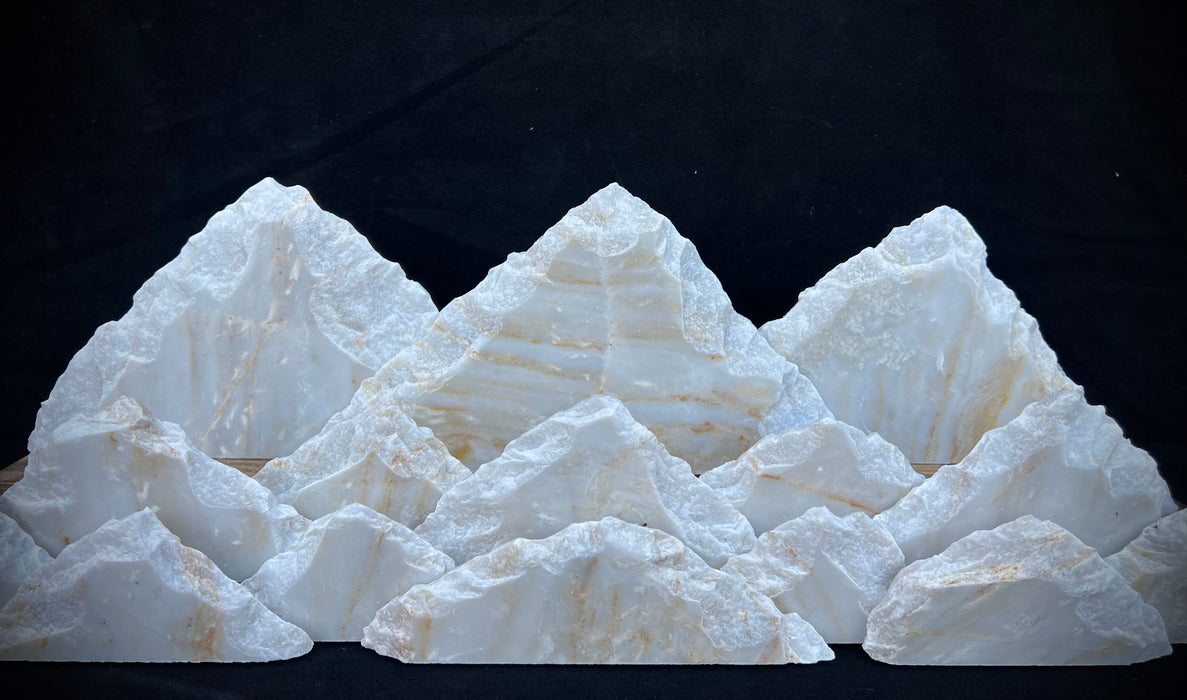 Illuminated marble mountainscape