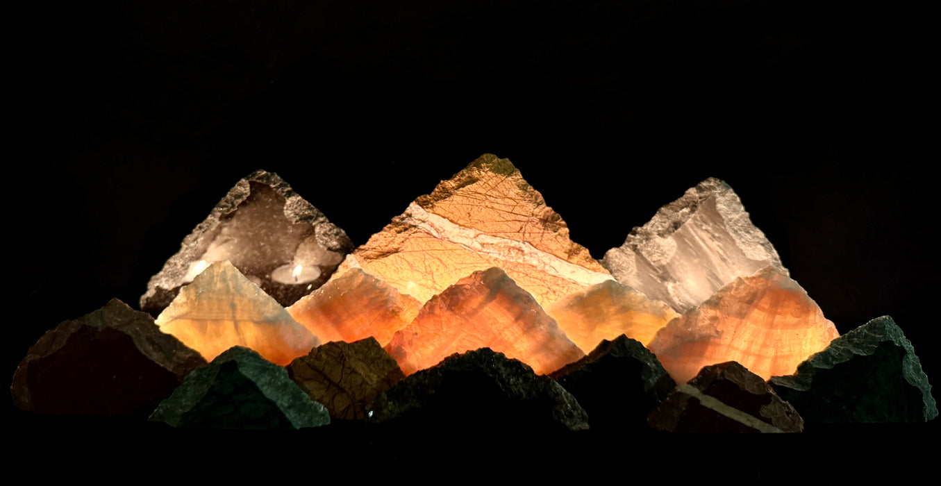 Illuminated onyx mountainscape