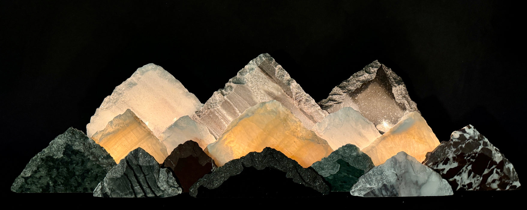 Illuminated onyx mountainscape