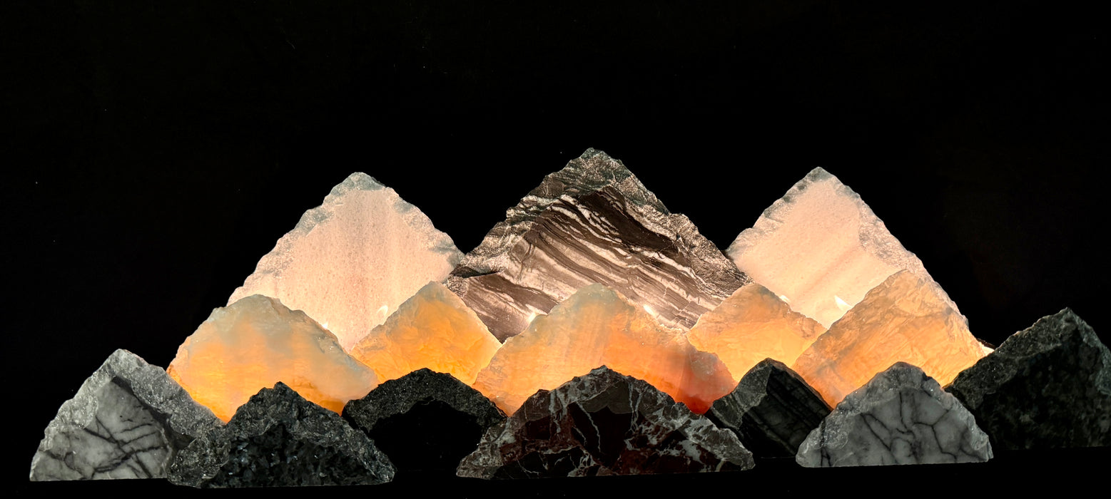 Illuminated onyx mountainscape