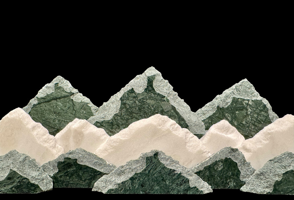 Illuminated marble mountainscape.