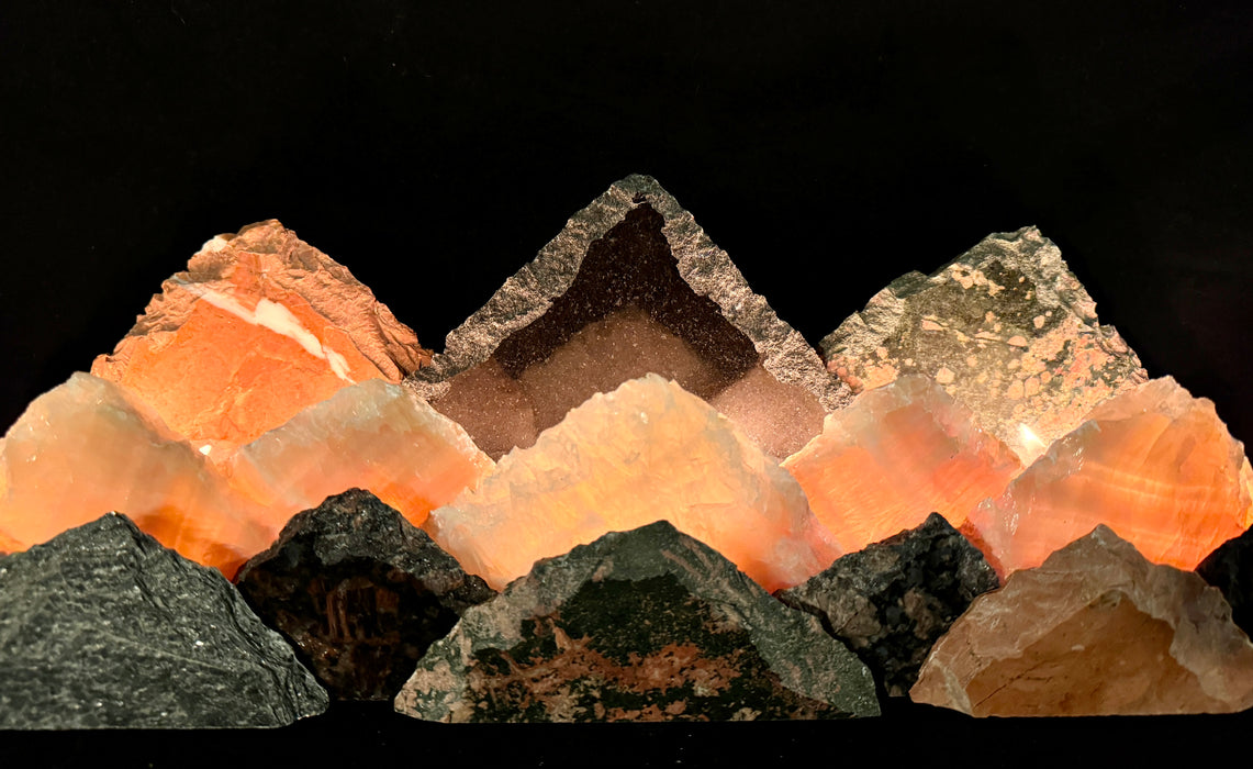 Illuminated onyx mountainscape