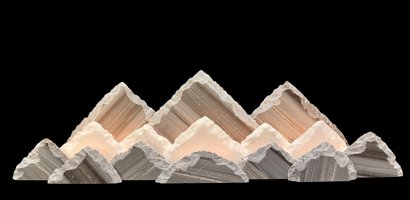 Illuminated marble mountainscape. X-Large