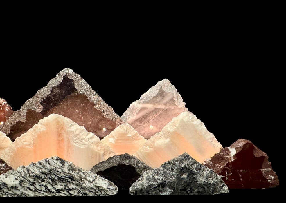 Illuminated onyx mountainscape.
