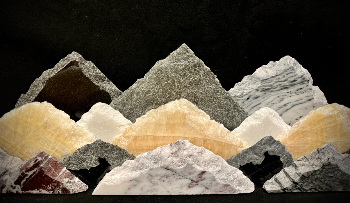 Illuminated onyx/marble mountainscape