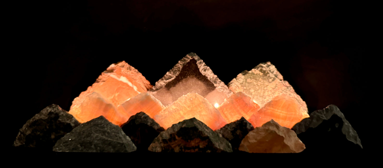 Illuminated onyx mountainscape