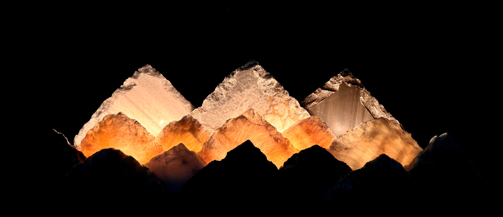 Illuminated onyx mountainscape