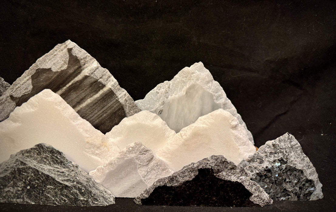 Illuminated marble mountainscape