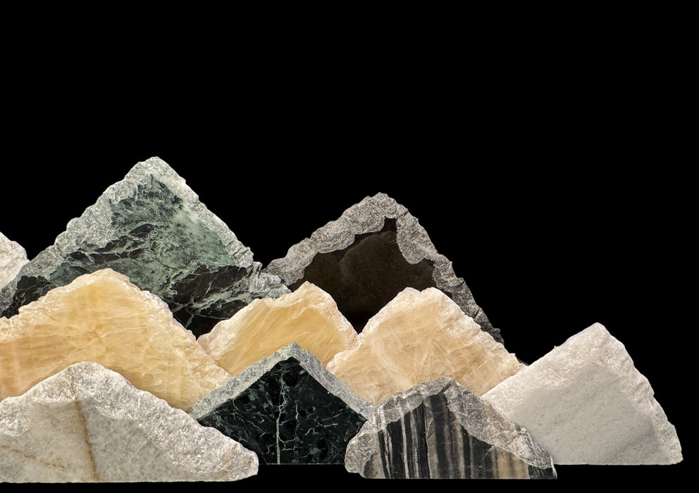 Illuminated onyx mountainscape.