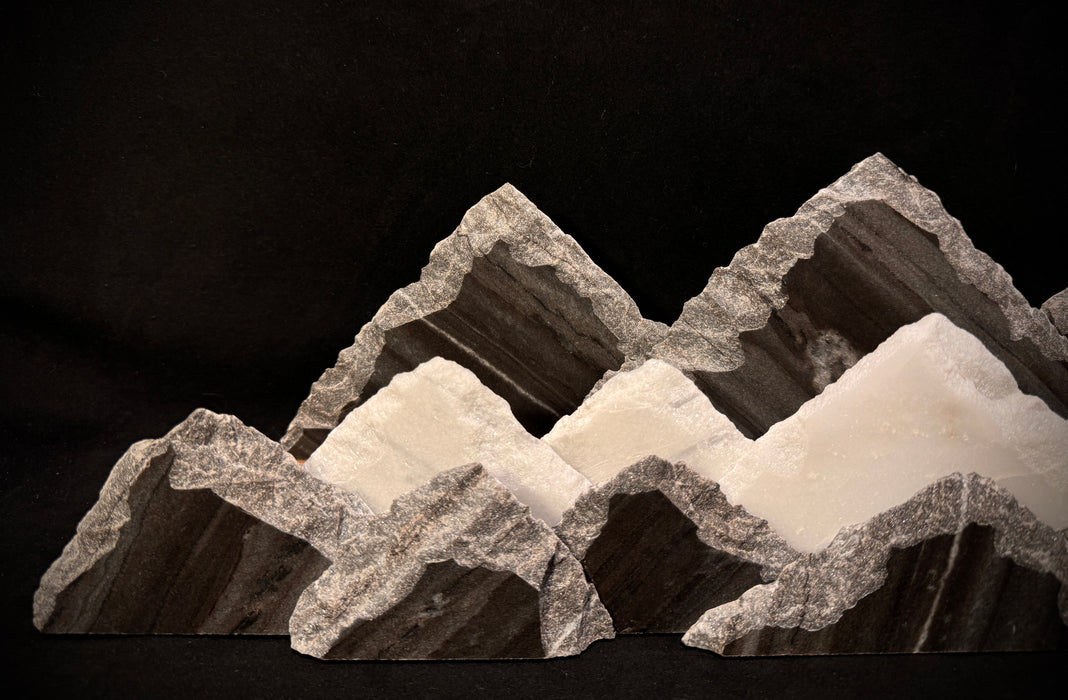 Illuminated marble mountainscape