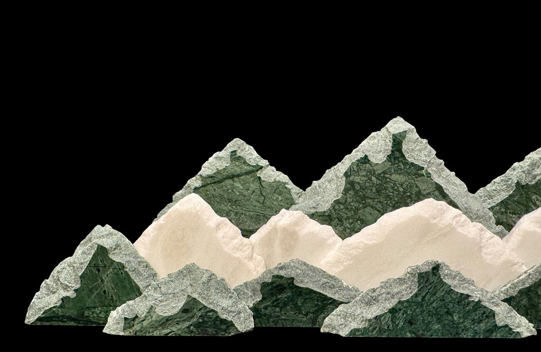 Illuminated marble mountainscape.