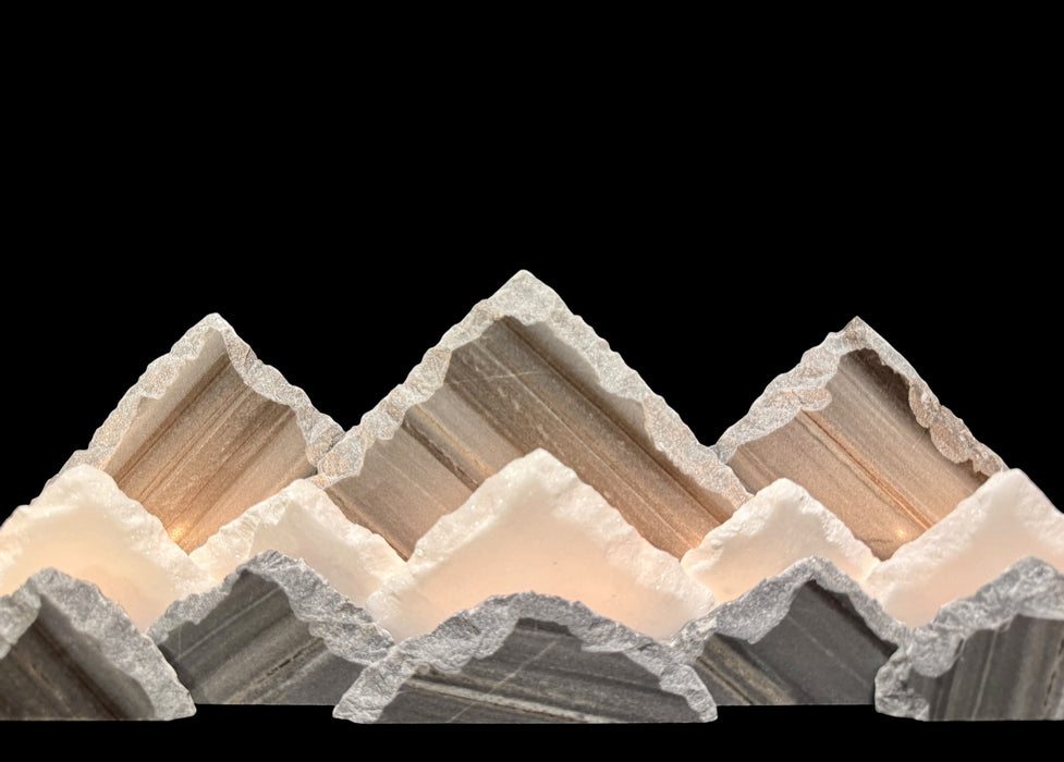 Illuminated marble mountainscape. X-Large