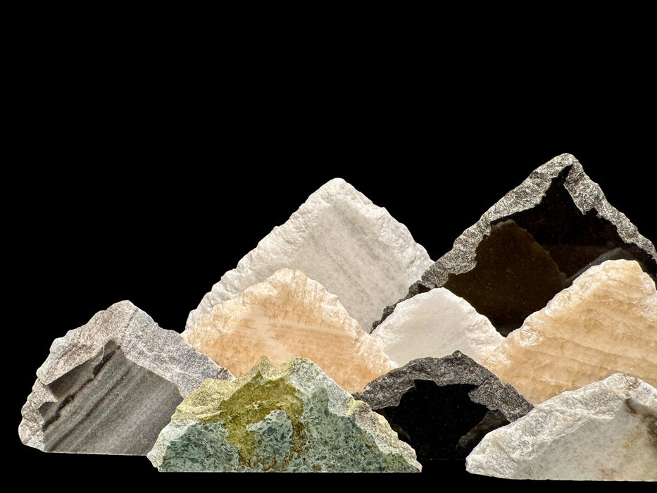 Illuminated onyx mountainscape.