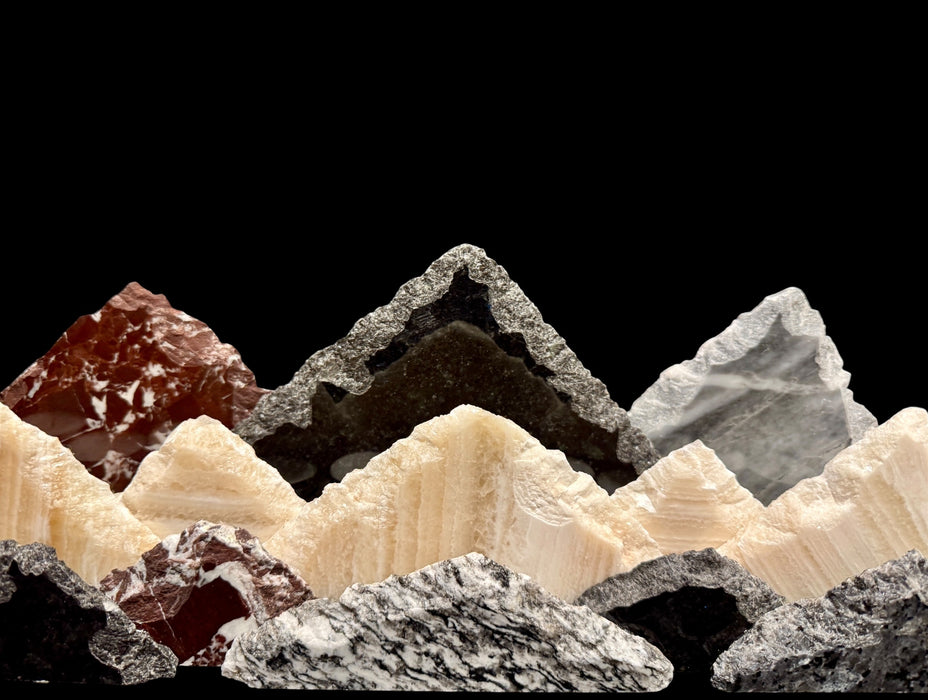 Illuminated onyx mountainscape.