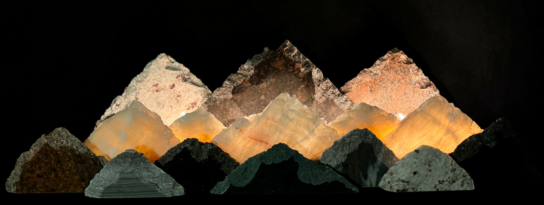 Illuminated onyx mountainscape