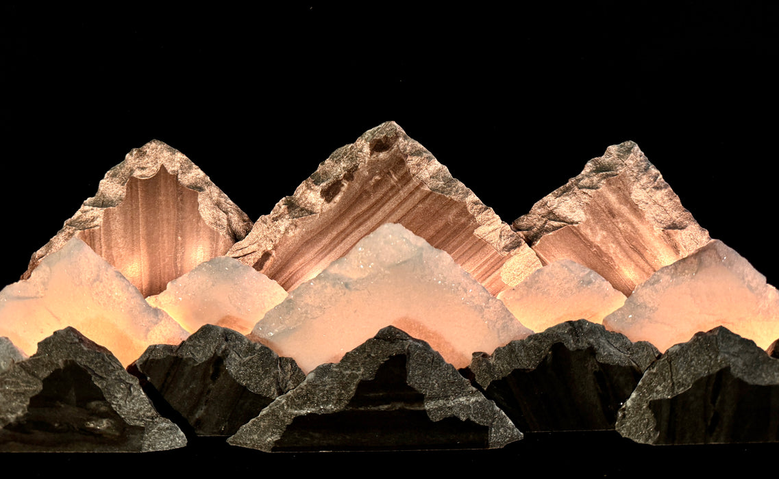 Illuminated marble mountainscape