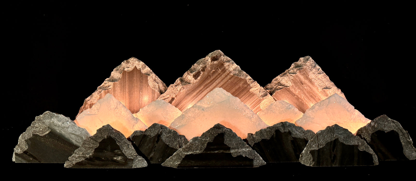 Illuminated marble mountainscape