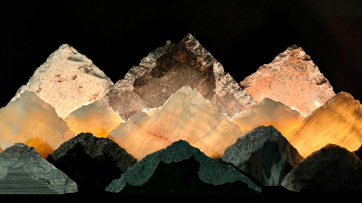 Illuminated onyx mountainscape