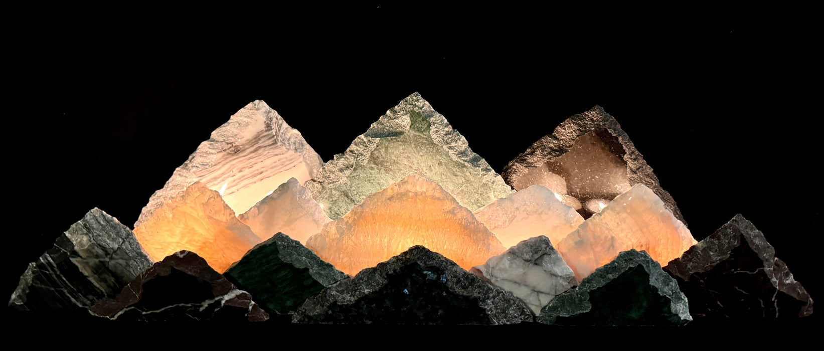 Illuminated onyx mountainscape