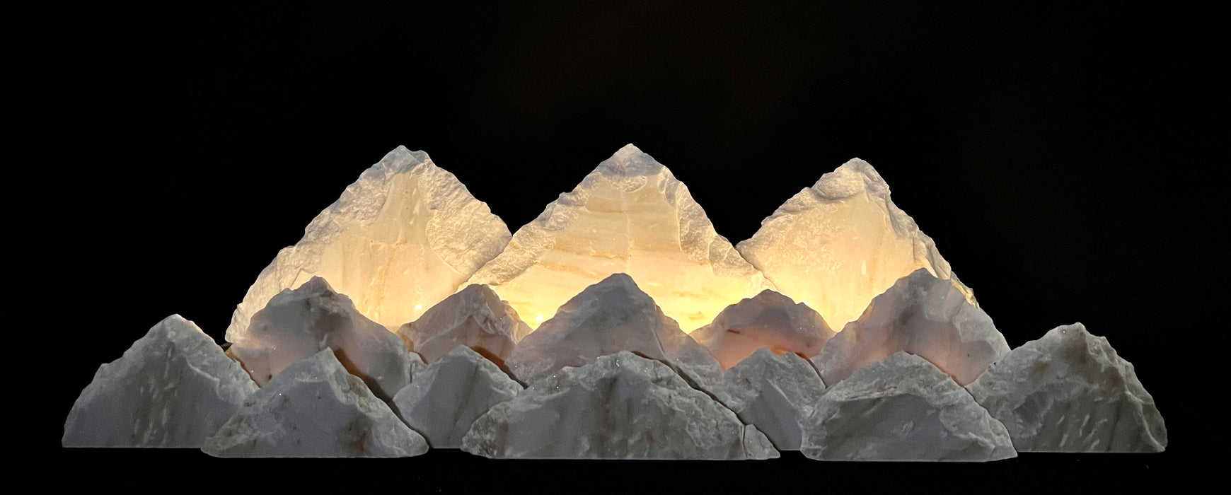 Illuminated marble mountainscape