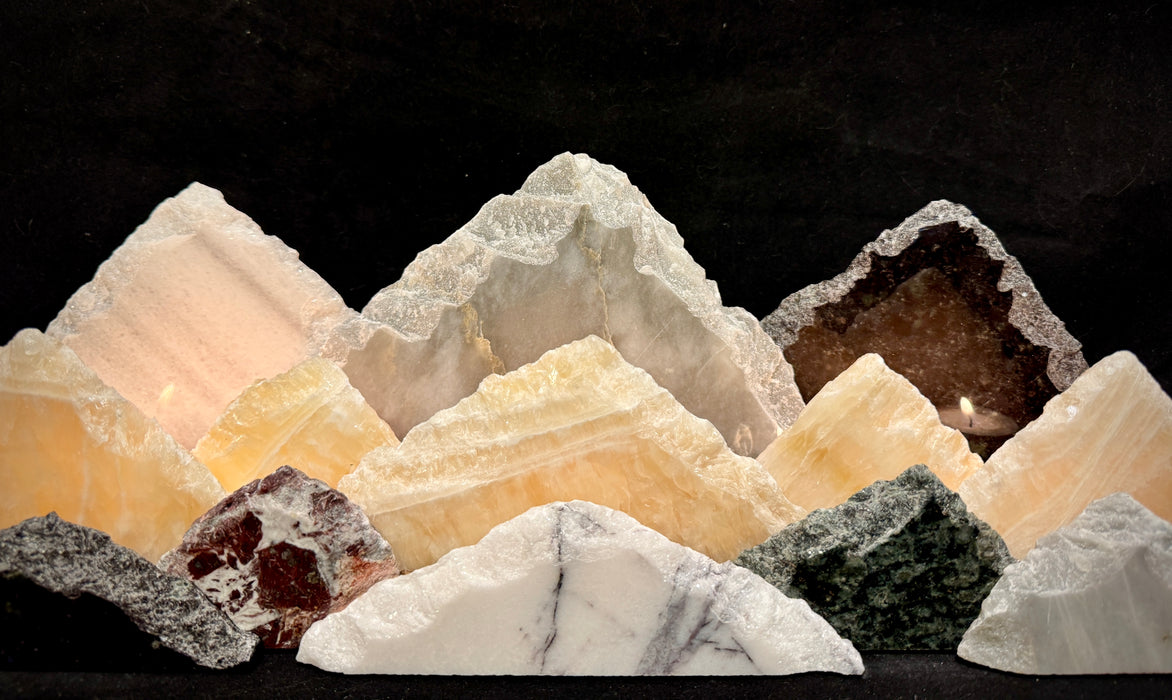 Illuminated onyx mountainscape
