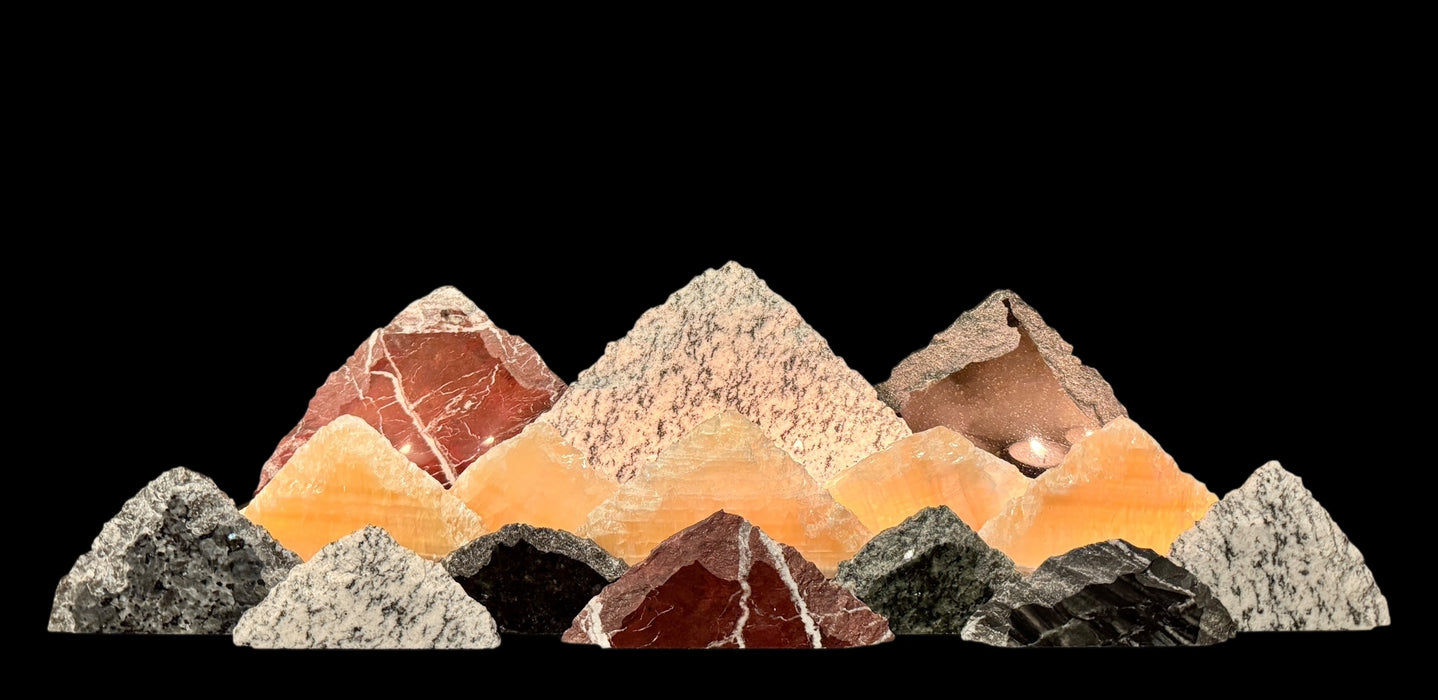 Illuminated onyx mountainscape.