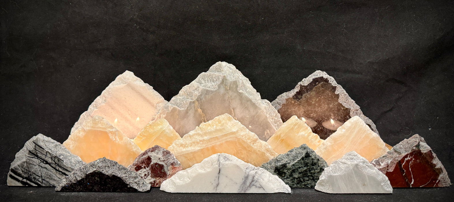 Illuminated onyx mountainscape