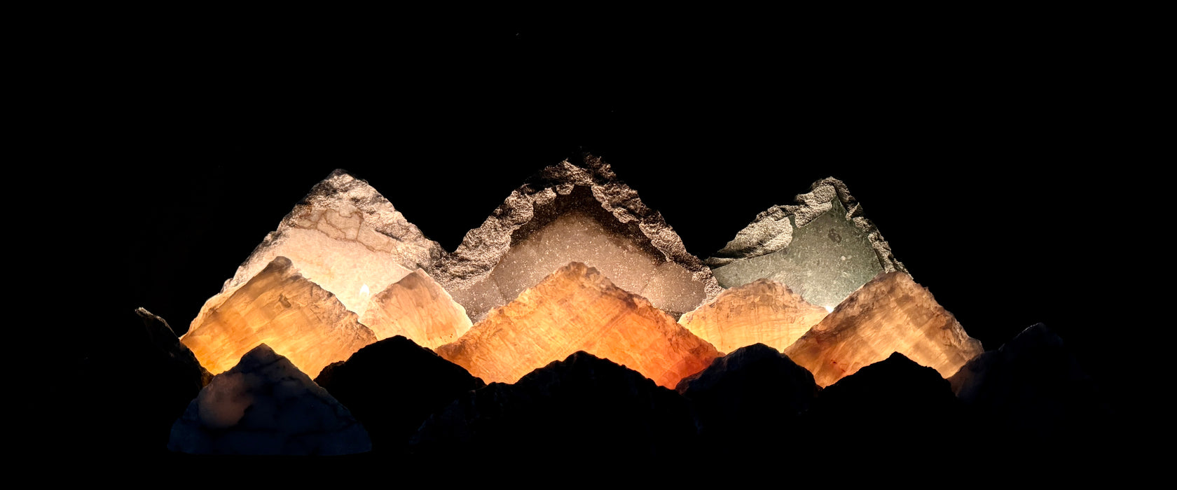 Illuminated onyx mountainscape