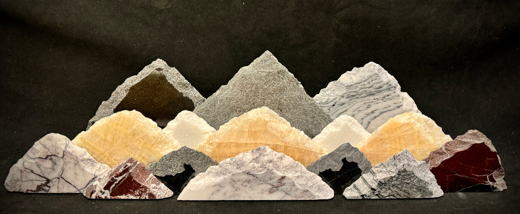 Illuminated onyx/marble mountainscape