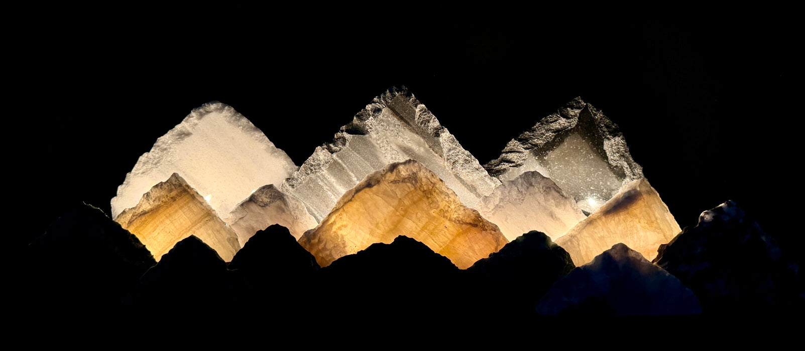 Illuminated onyx mountainscape