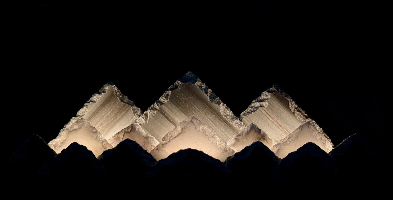 Illuminated marble mountainscape. X-Large