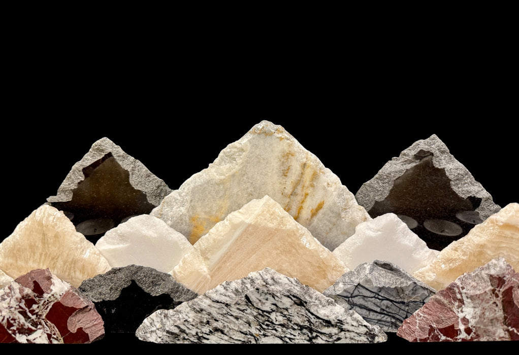 Illuminated onyx mountainscape.