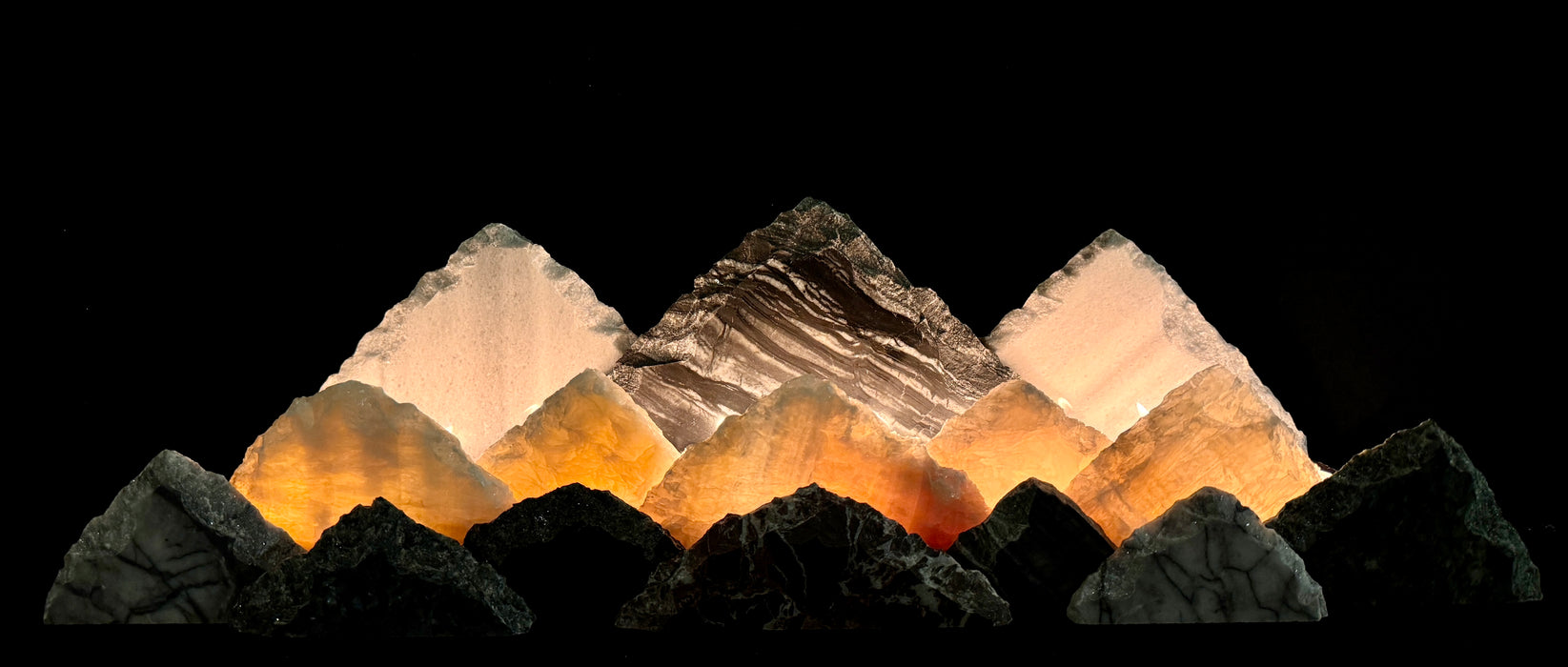 Illuminated onyx mountainscape