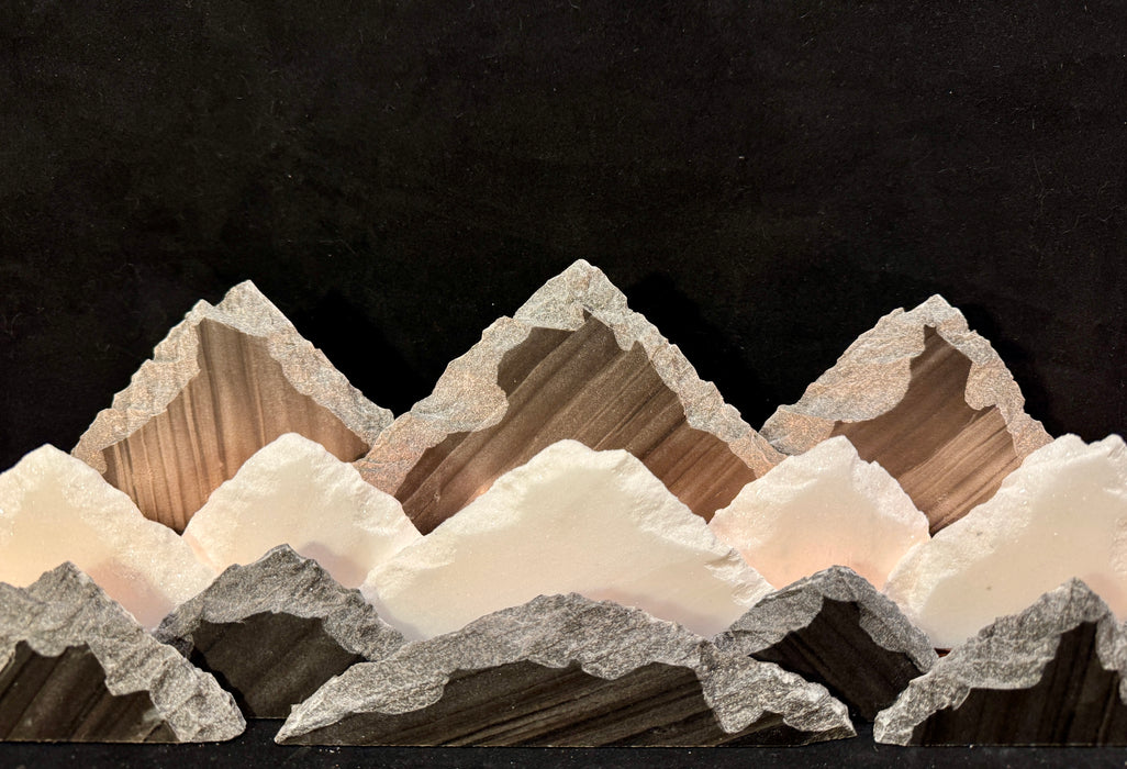 Illuminated marble mountainscape