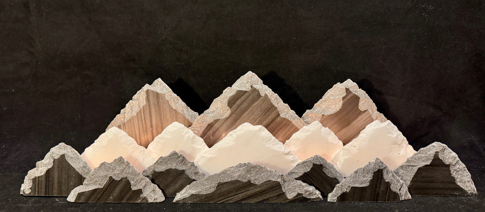 Illuminated marble mountainscape